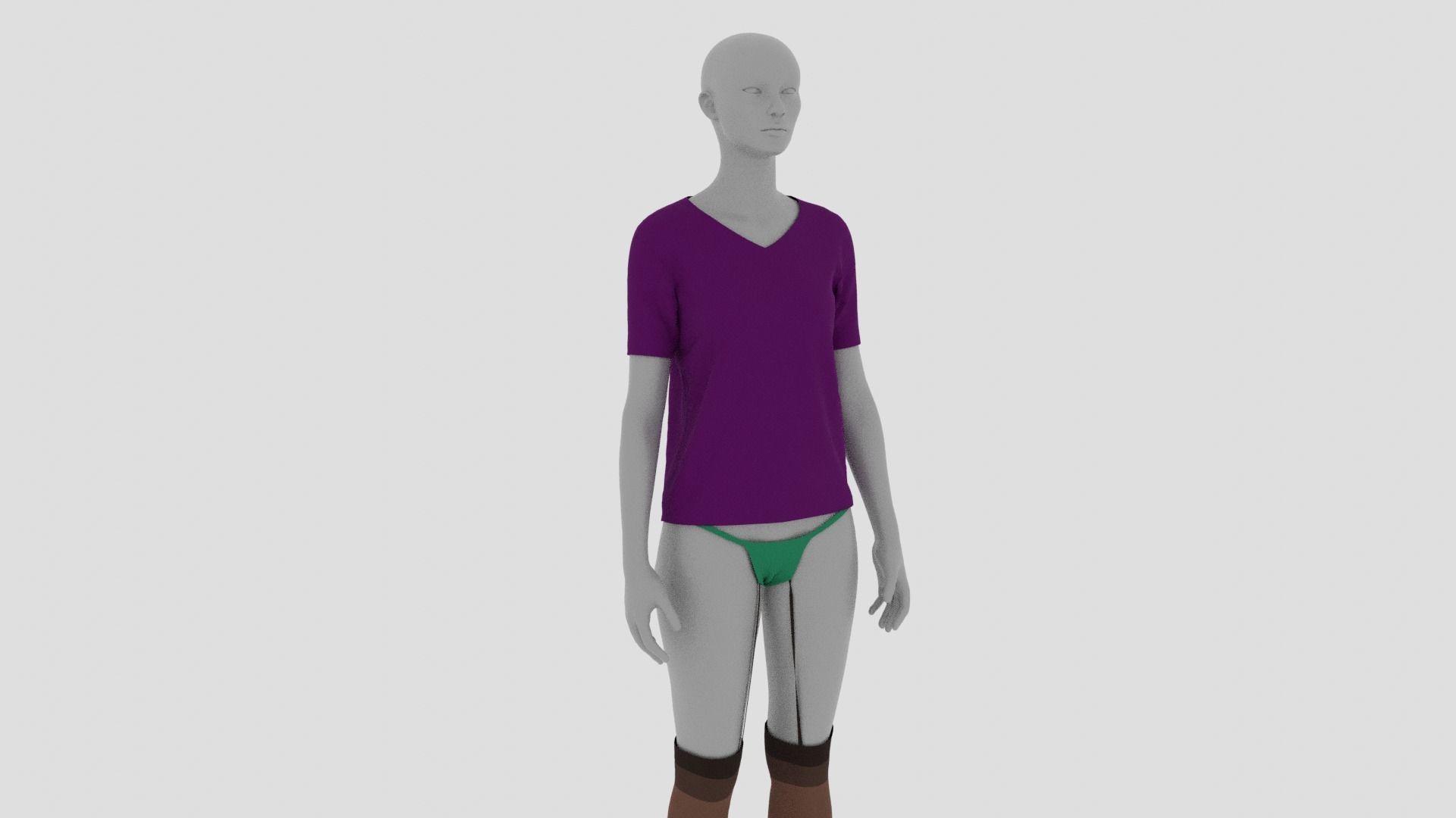 Womens Dress - Female Outfit Clothes Low-poly 3D model_17