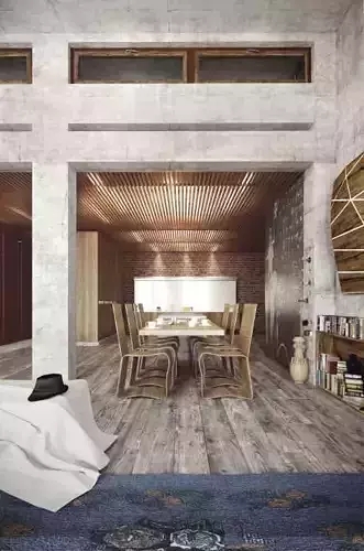 Spacious Modern Living Room With Dining Table