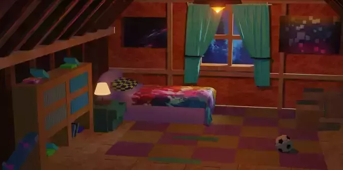 Low poly Bed room scene