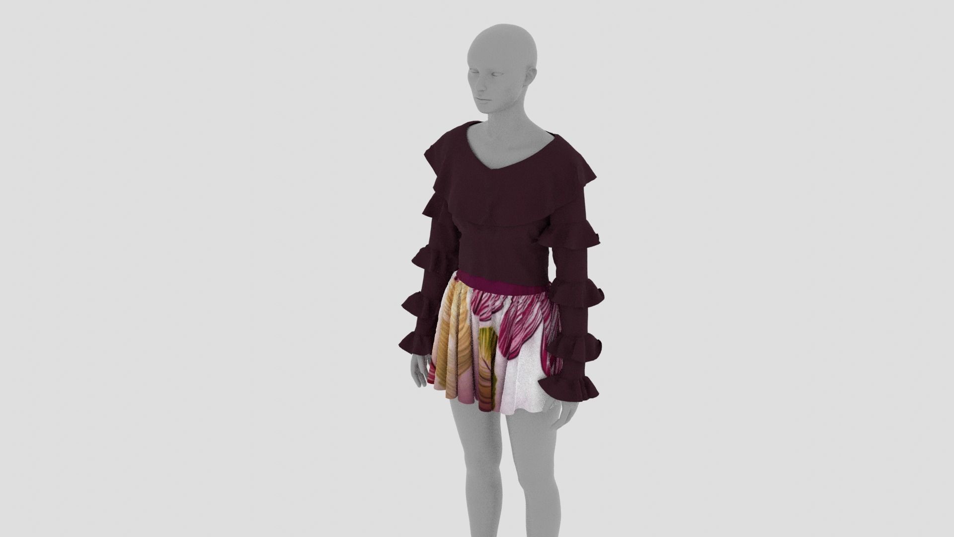 Womens Dress - Female Outfit Clothes Low-poly 3D model_5