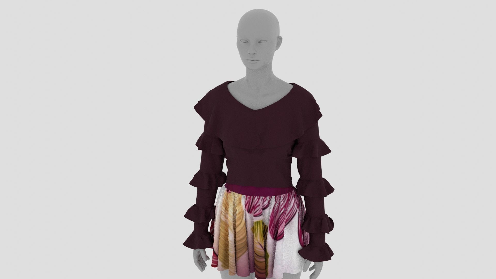 Womens Dress - Female Outfit Clothes Low-poly 3D model_13