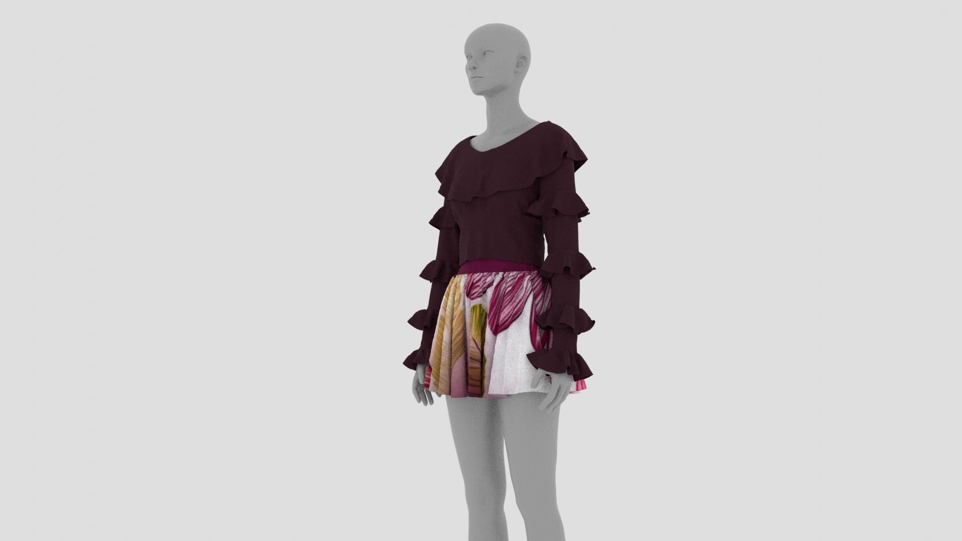 Womens Dress - Female Outfit Clothes Low-poly 3D model_8