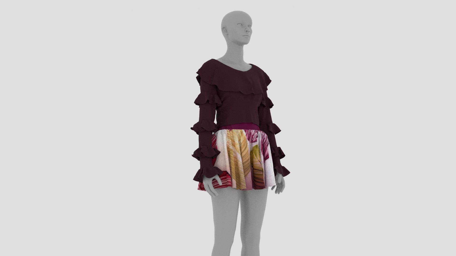 Womens Dress - Female Outfit Clothes Low-poly 3D model_6