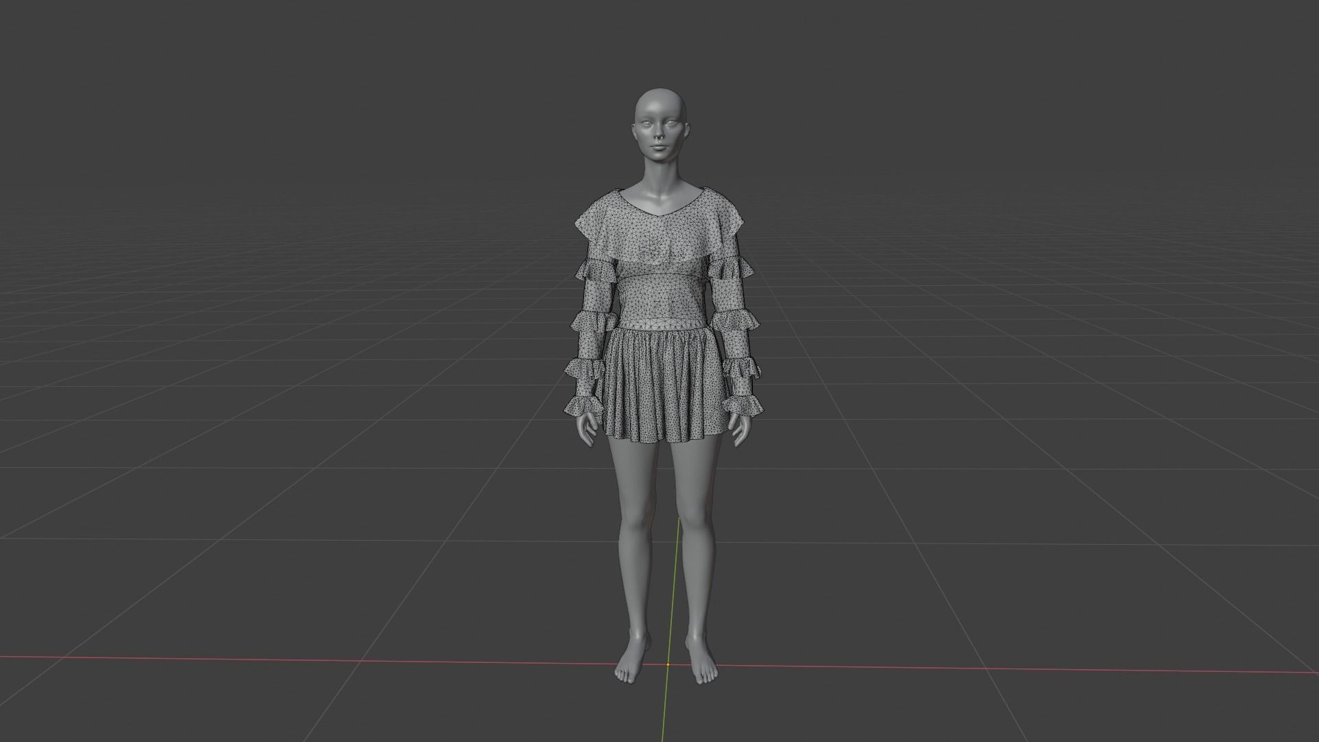 Womens Dress - Female Outfit Clothes Low-poly 3D model_19