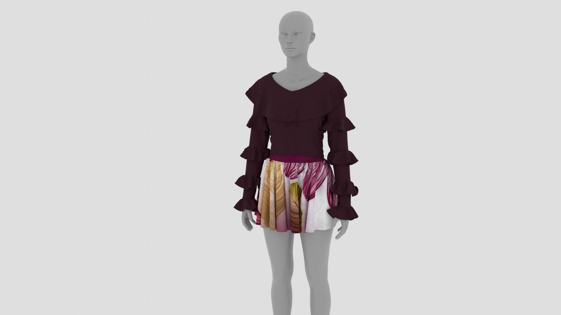 Womens Dress - Female Outfit Clothes Low-poly 3D model_15