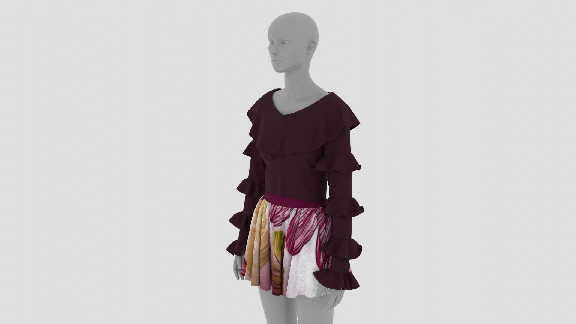 Womens Dress - Female Outfit Clothes Low-poly 3D model_14