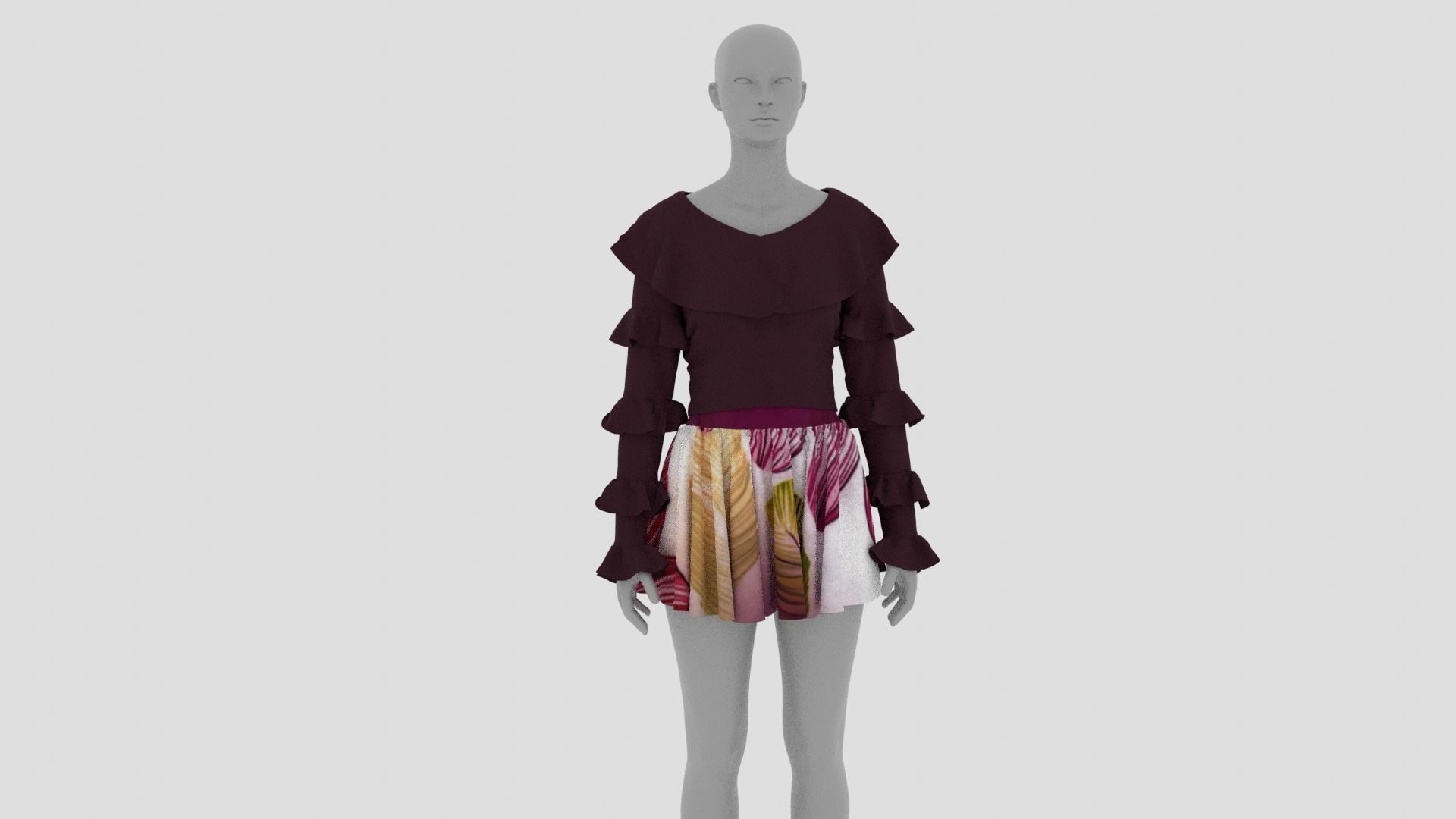 Womens Dress - Female Outfit Clothes Low-poly 3D model_16
