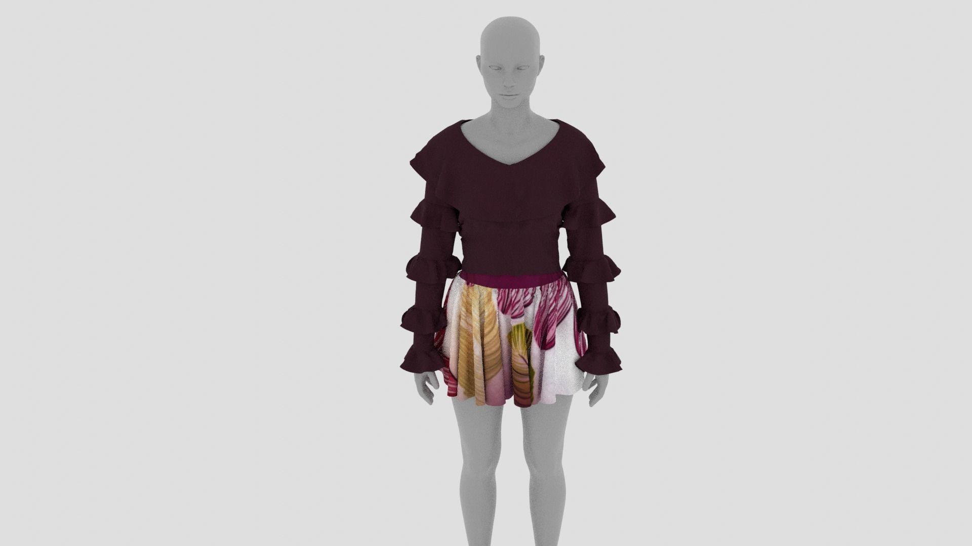 Womens Dress - Female Outfit Clothes Low-poly 3D model_4
