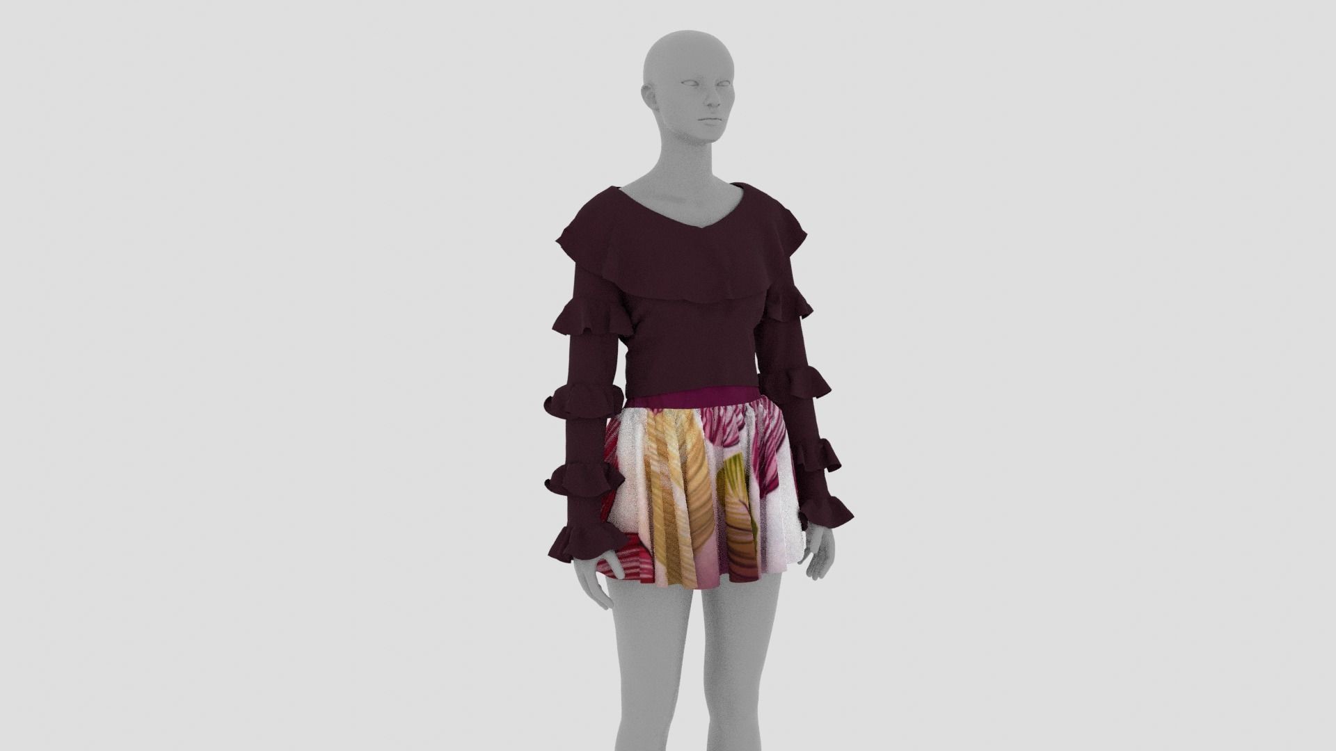 Womens Dress - Female Outfit Clothes Low-poly 3D model_17