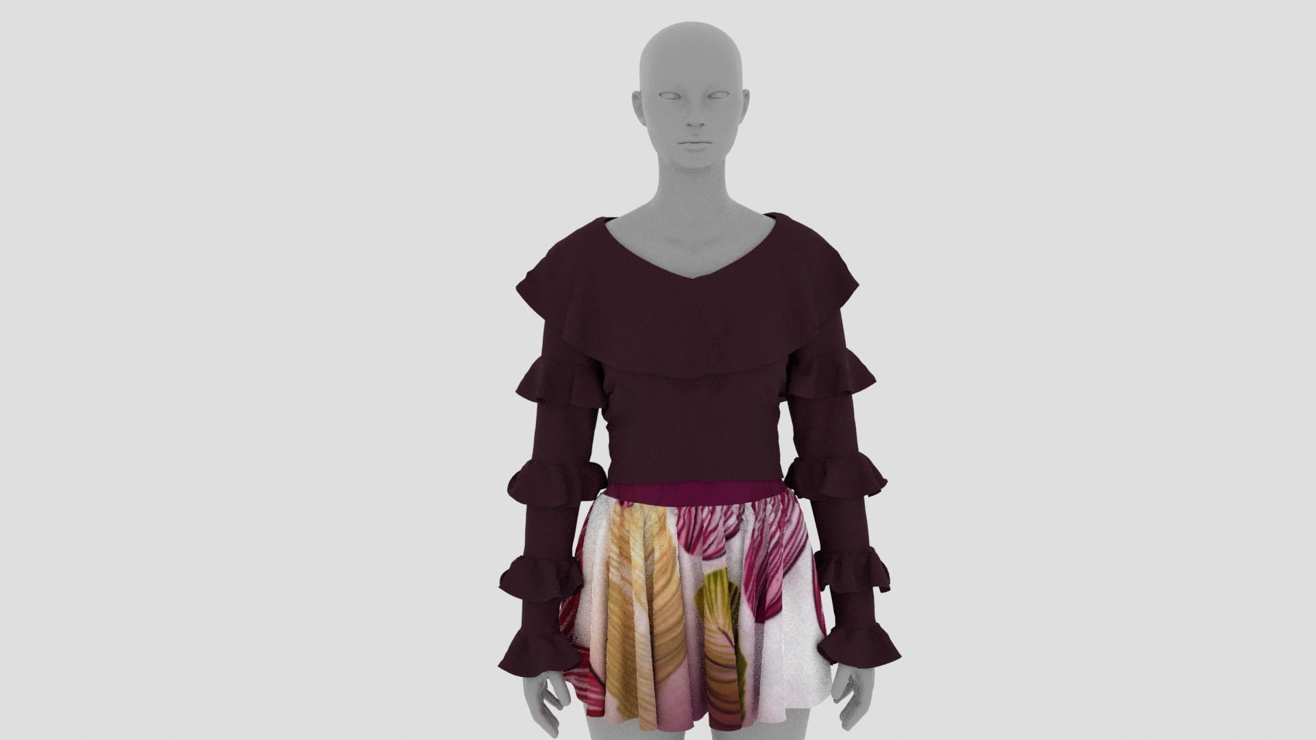 Womens Dress - Female Outfit Clothes Low-poly 3D model_10