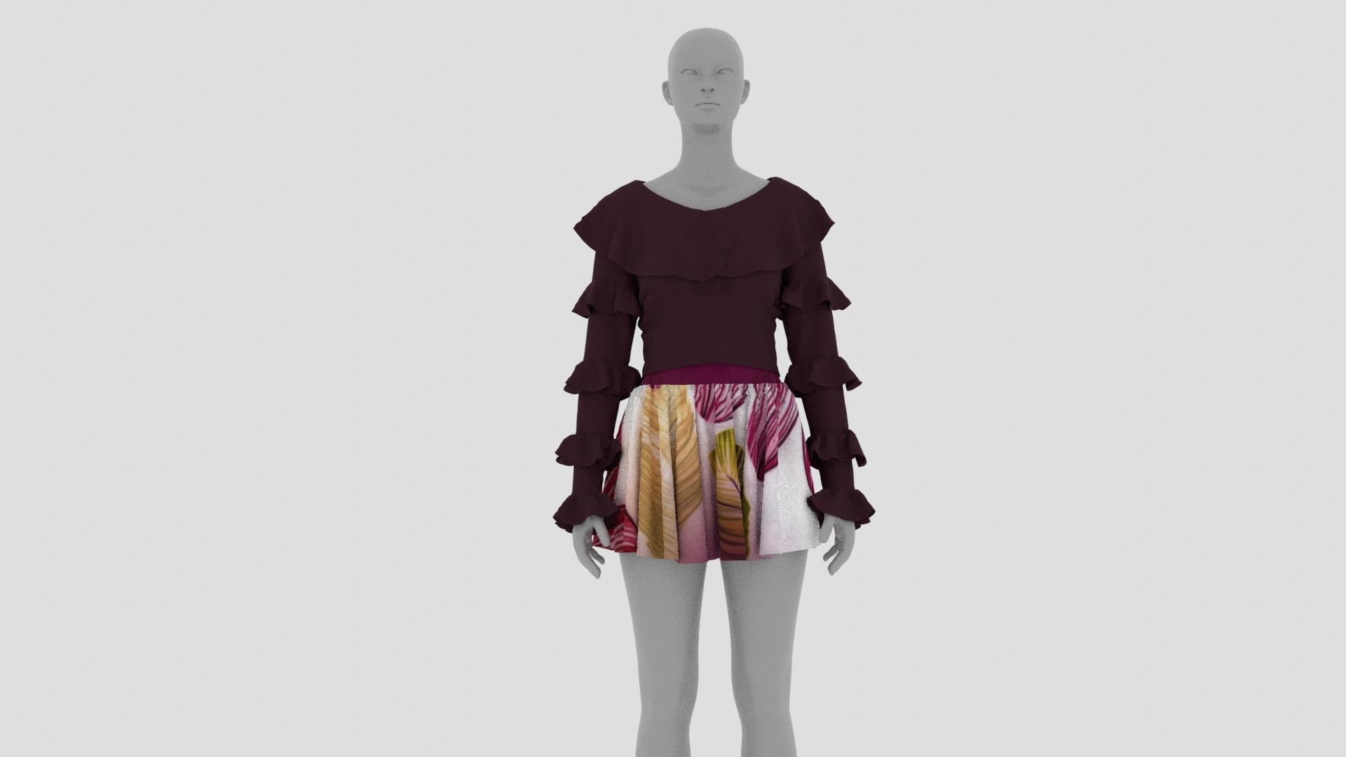 Womens Dress - Female Outfit Clothes Low-poly 3D model_7