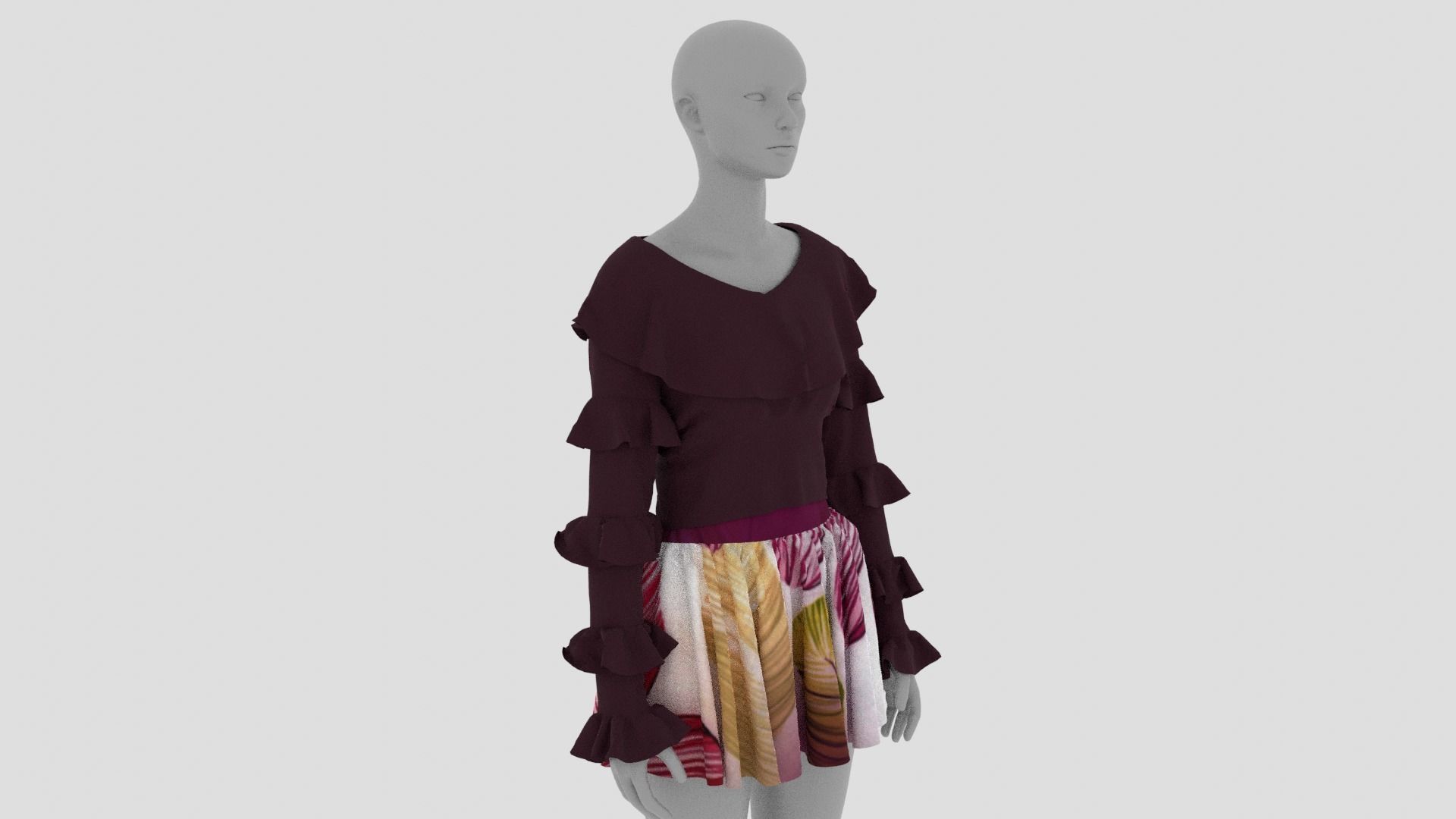 Womens Dress - Female Outfit Clothes Low-poly 3D model_9