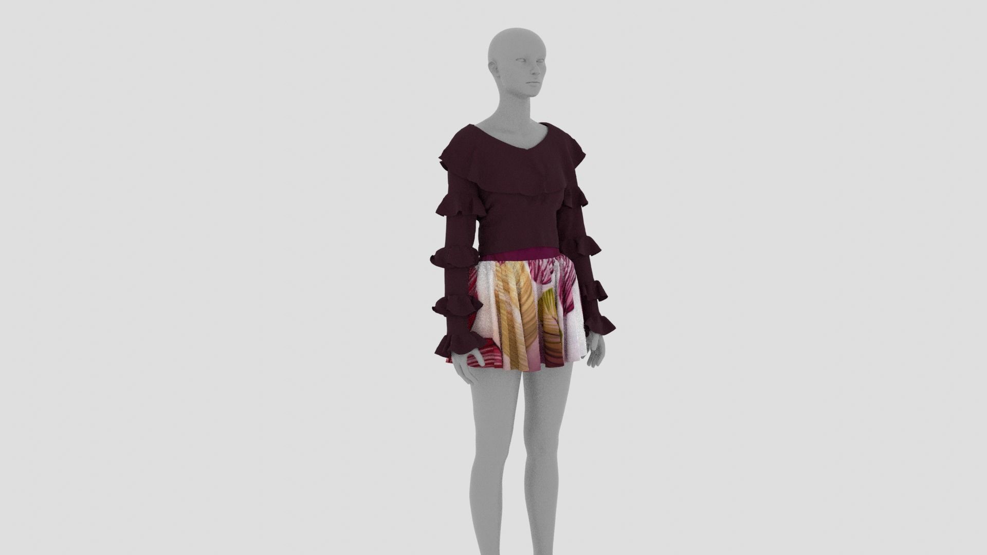 Womens Dress - Female Outfit Clothes Low-poly 3D model_1