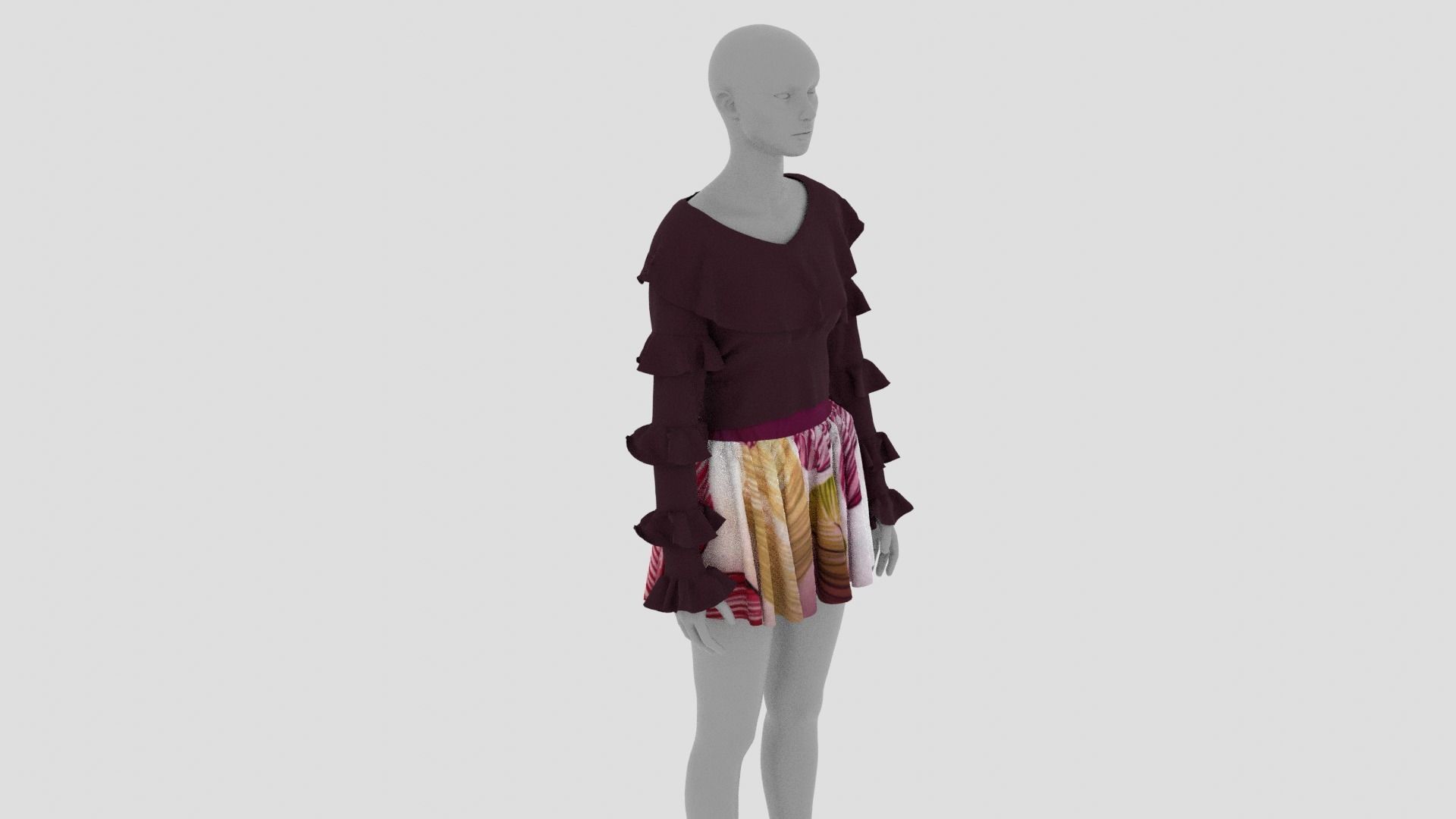 Womens Dress - Female Outfit Clothes Low-poly 3D model_3