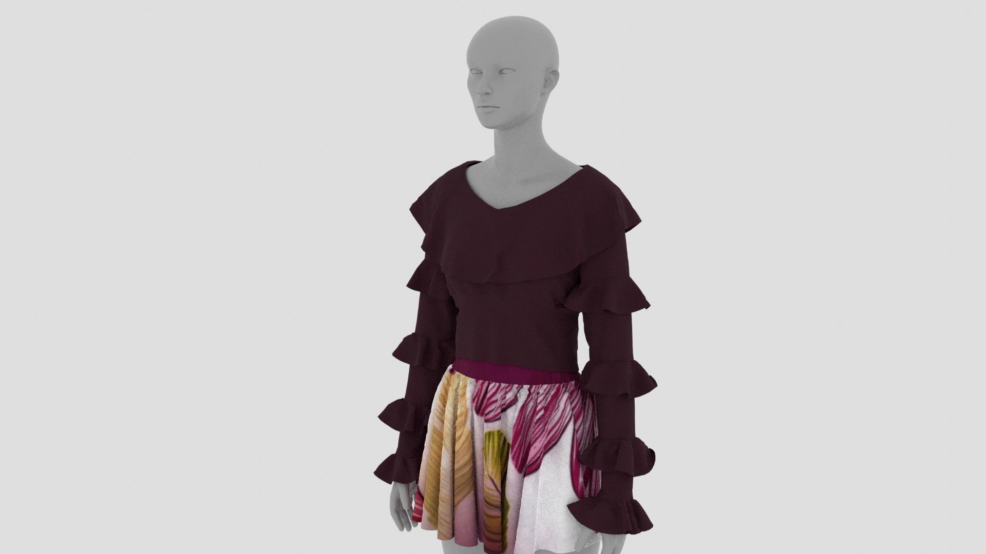 Womens Dress - Female Outfit Clothes Low-poly 3D model_11