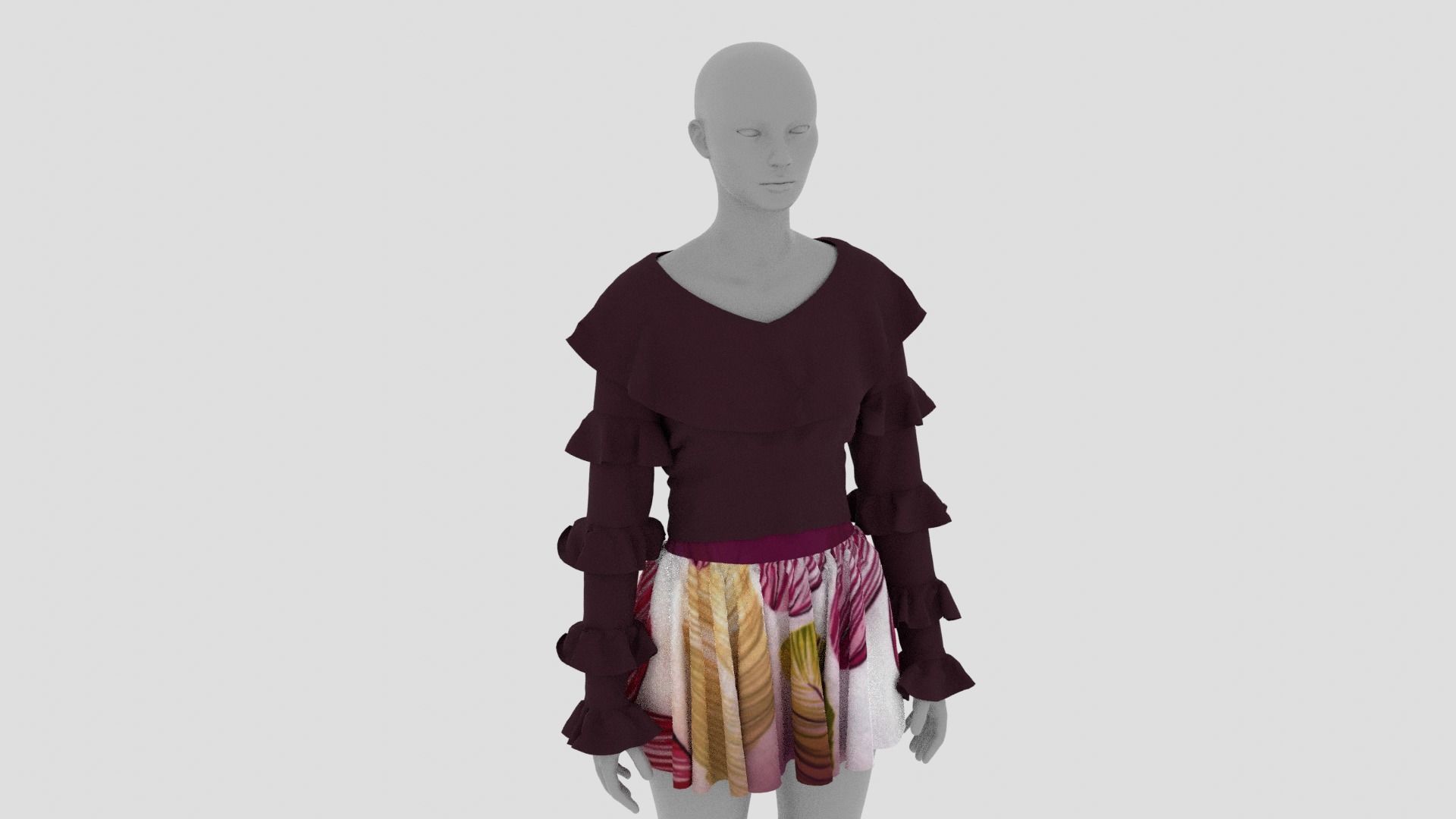 Womens Dress - Female Outfit Clothes Low-poly 3D model_12
