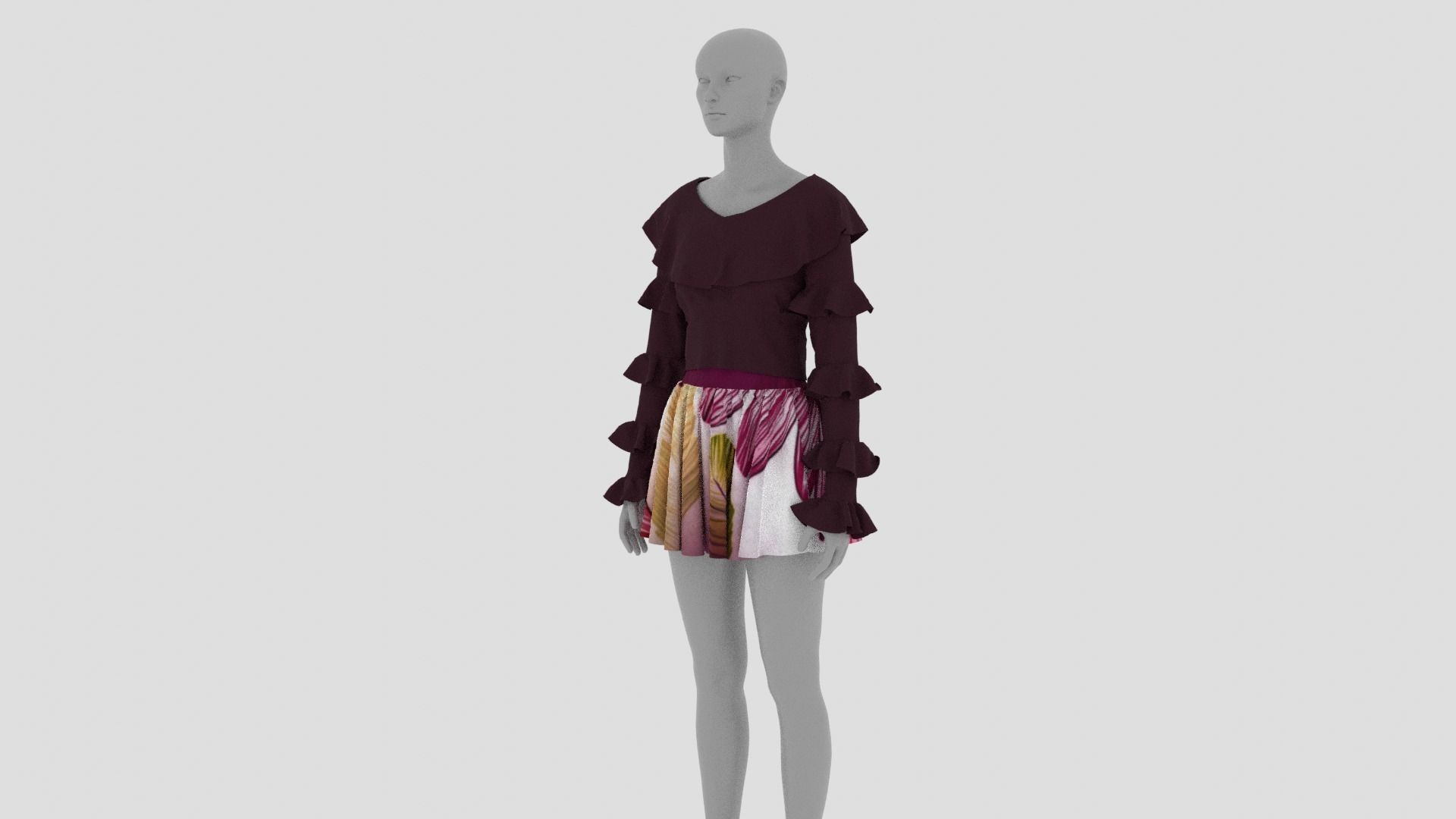 Womens Dress - Female Outfit Clothes Low-poly 3D model_2