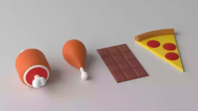 Cartoon Food Ham Chicken Leg Pizza Chocolate