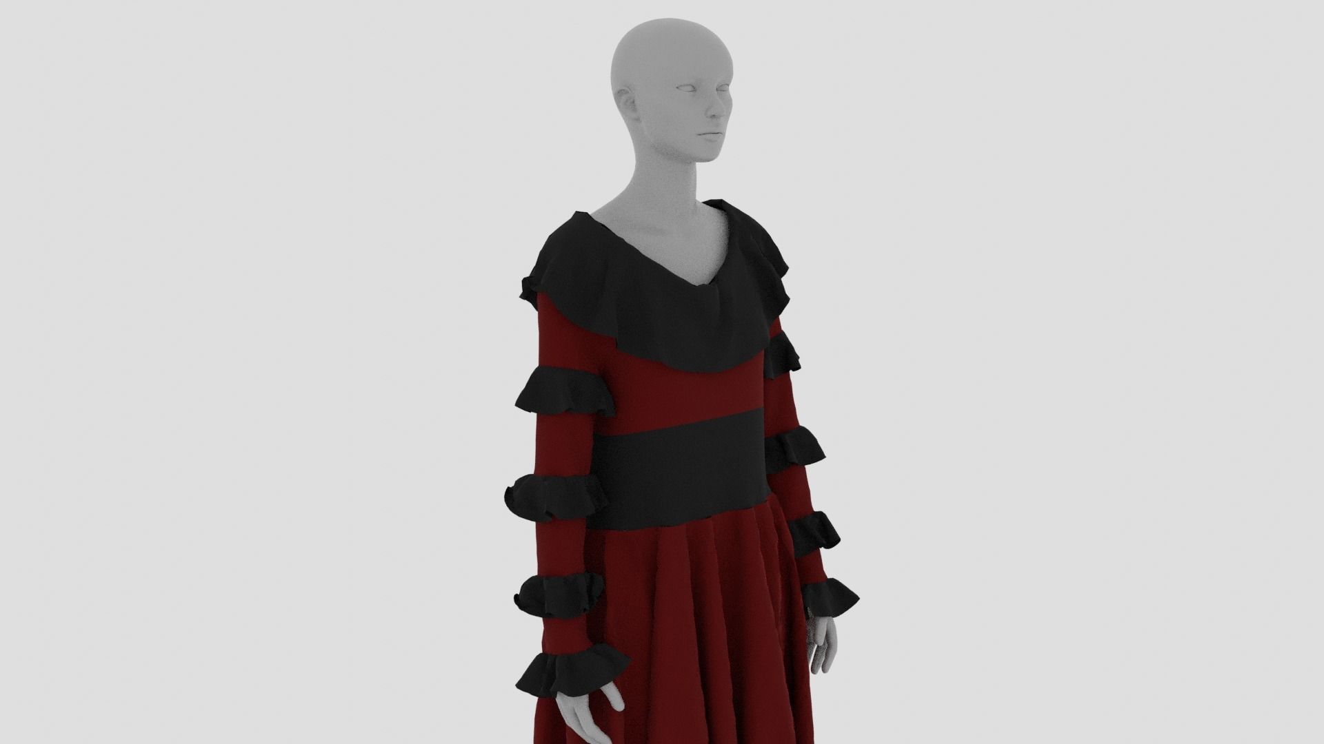 Womens Dress - Female Outfit Clothes Low-poly 3D model_9