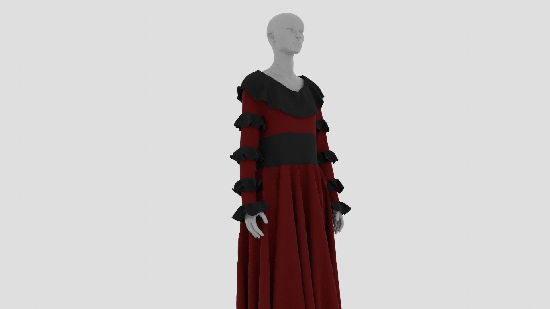 Womens Dress - Female Outfit Clothes Low-poly 3D model_6