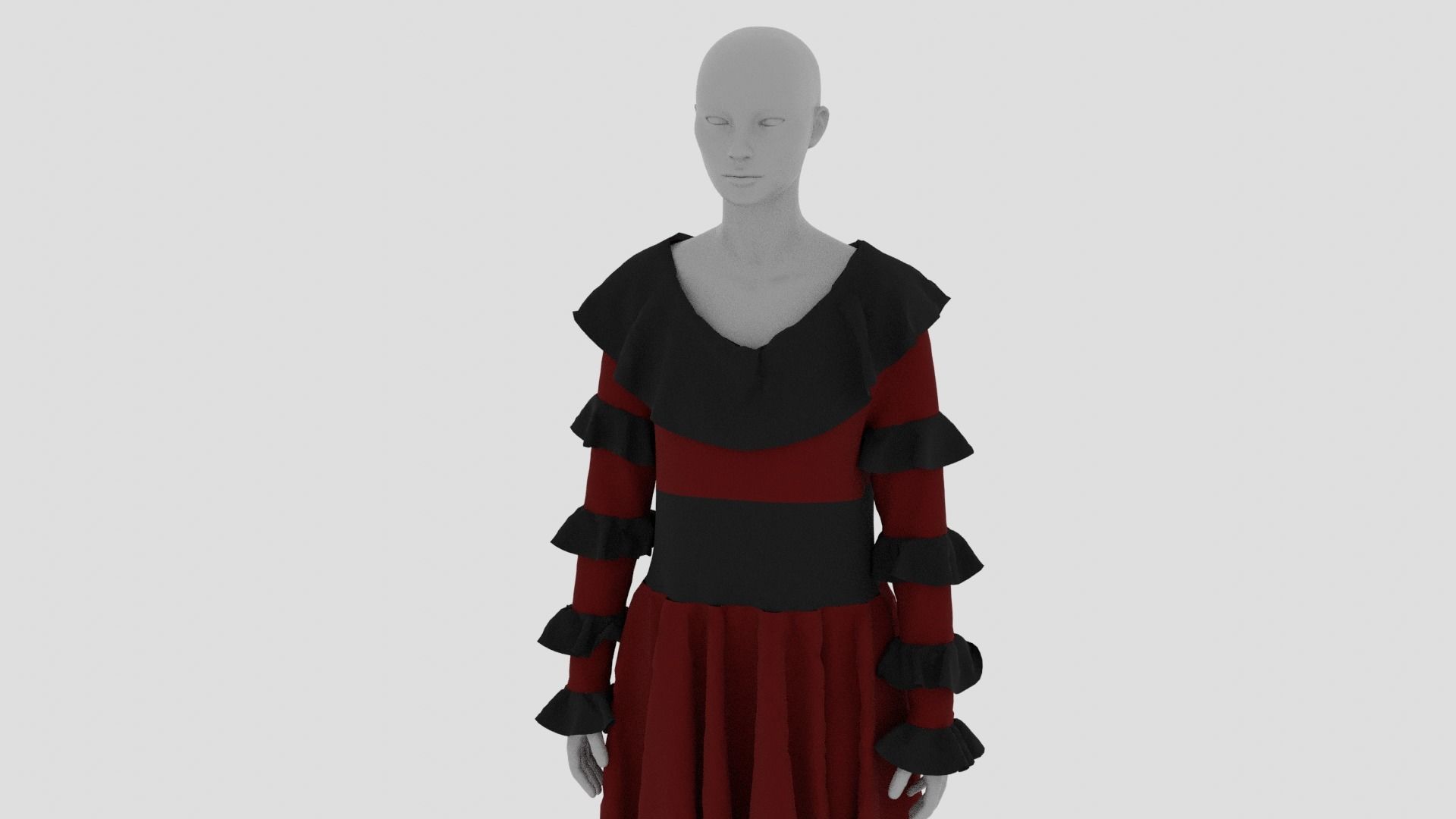 Womens Dress - Female Outfit Clothes Low-poly 3D model_13