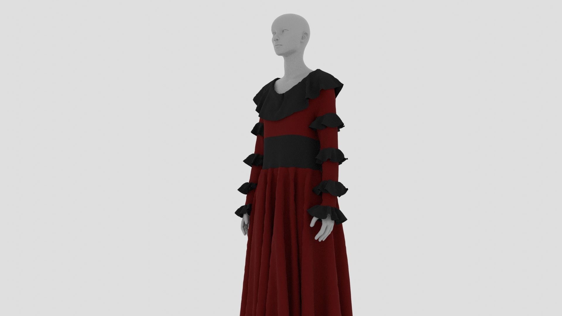 Womens Dress - Female Outfit Clothes Low-poly 3D model_8