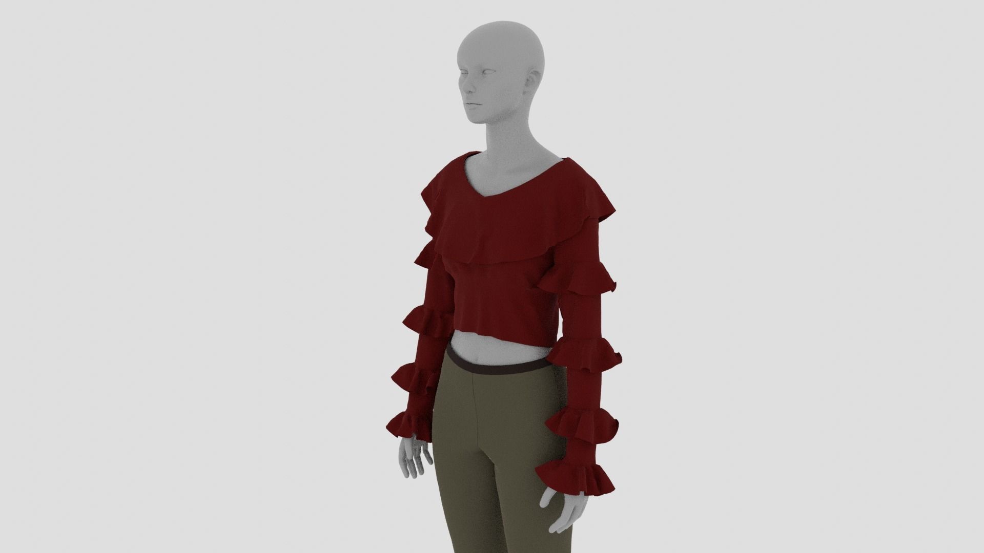 Womens Dress - Female Outfit Clothes Low-poly 3D model_14