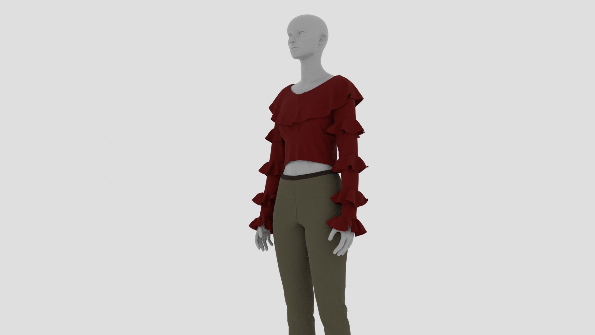 Womens Dress - Female Outfit Clothes Low-poly 3D model_8