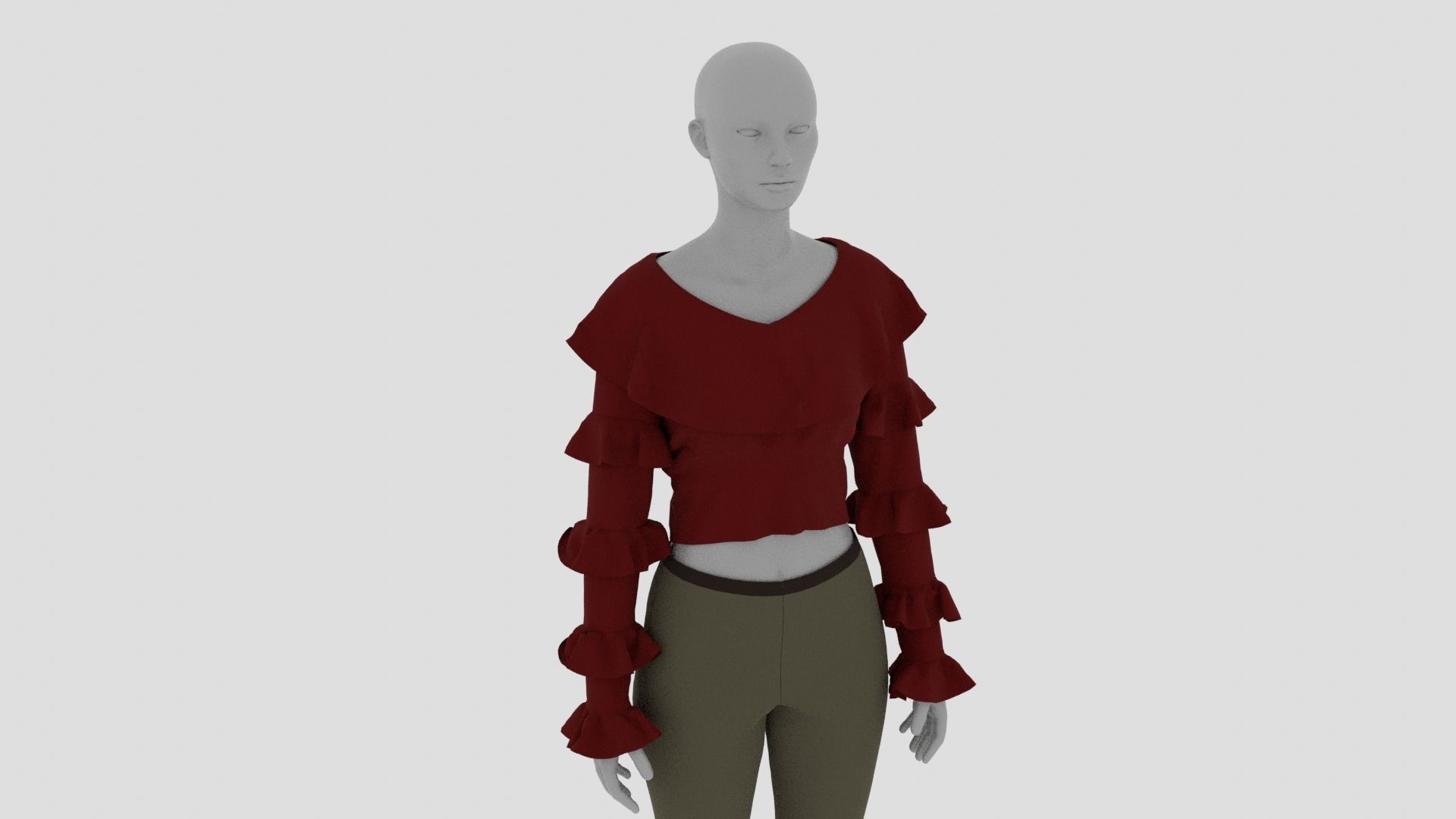 Womens Dress - Female Outfit Clothes Low-poly 3D model_12
