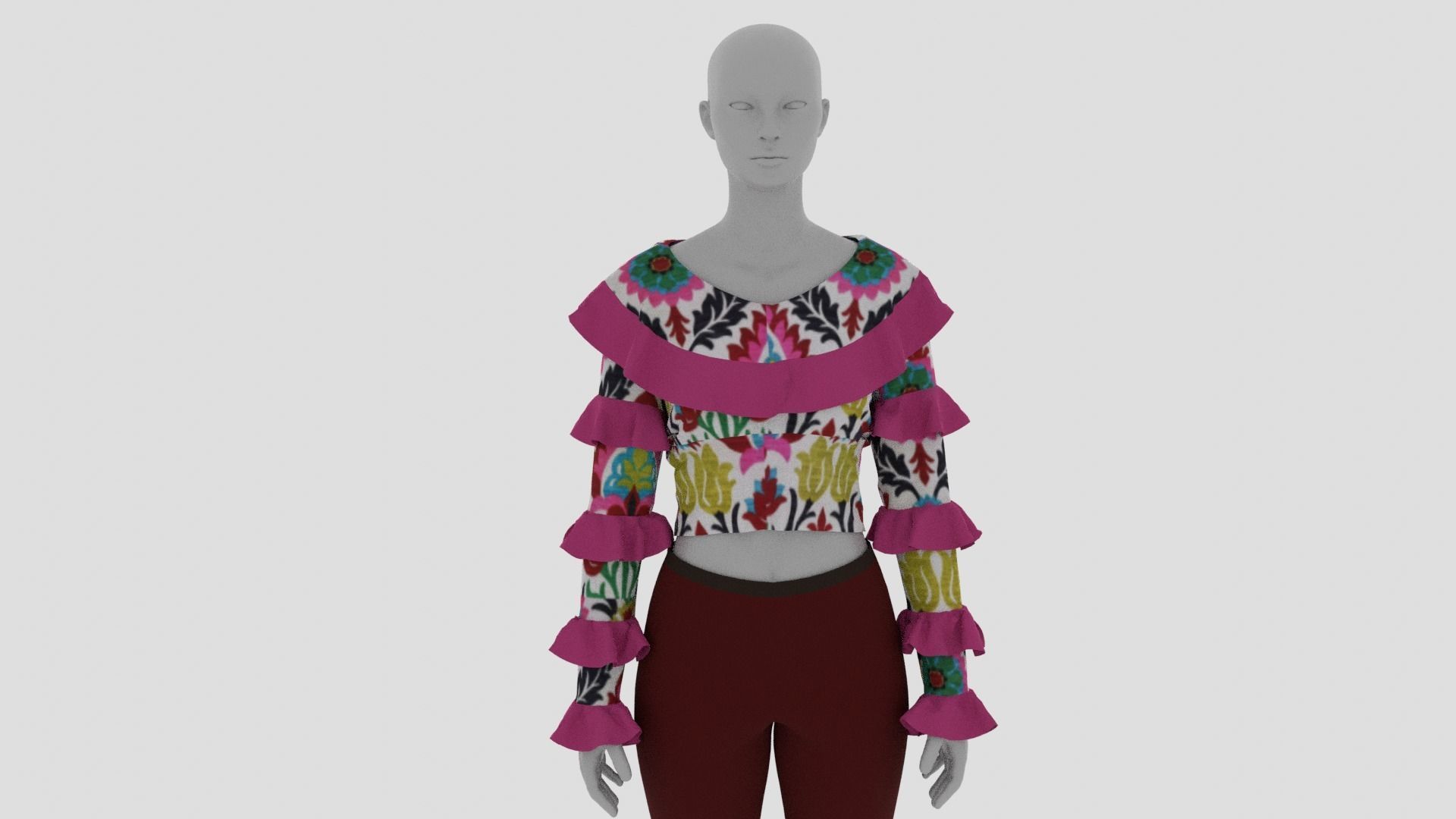 Womens Dress - Female Outfit Clothes Low-poly 3D model_10