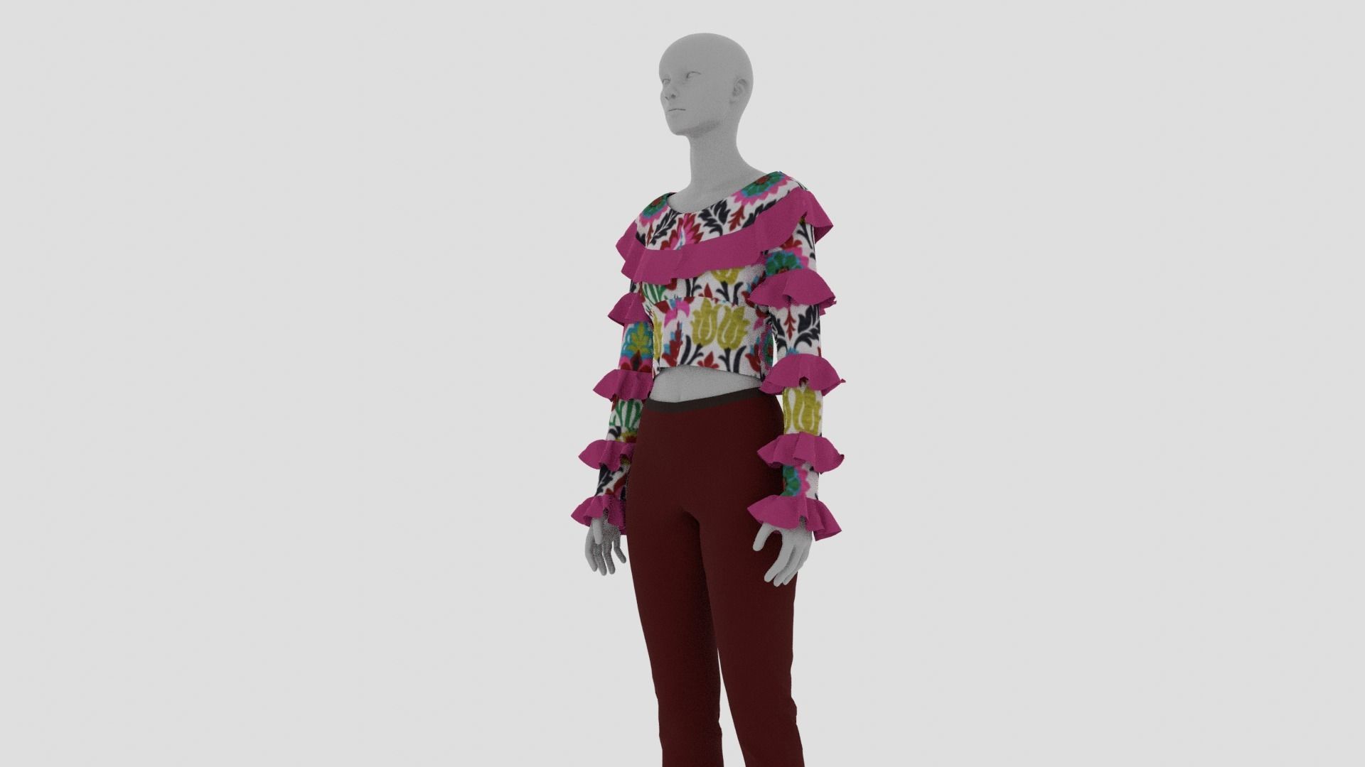Womens Dress - Female Outfit Clothes Low-poly 3D model_8