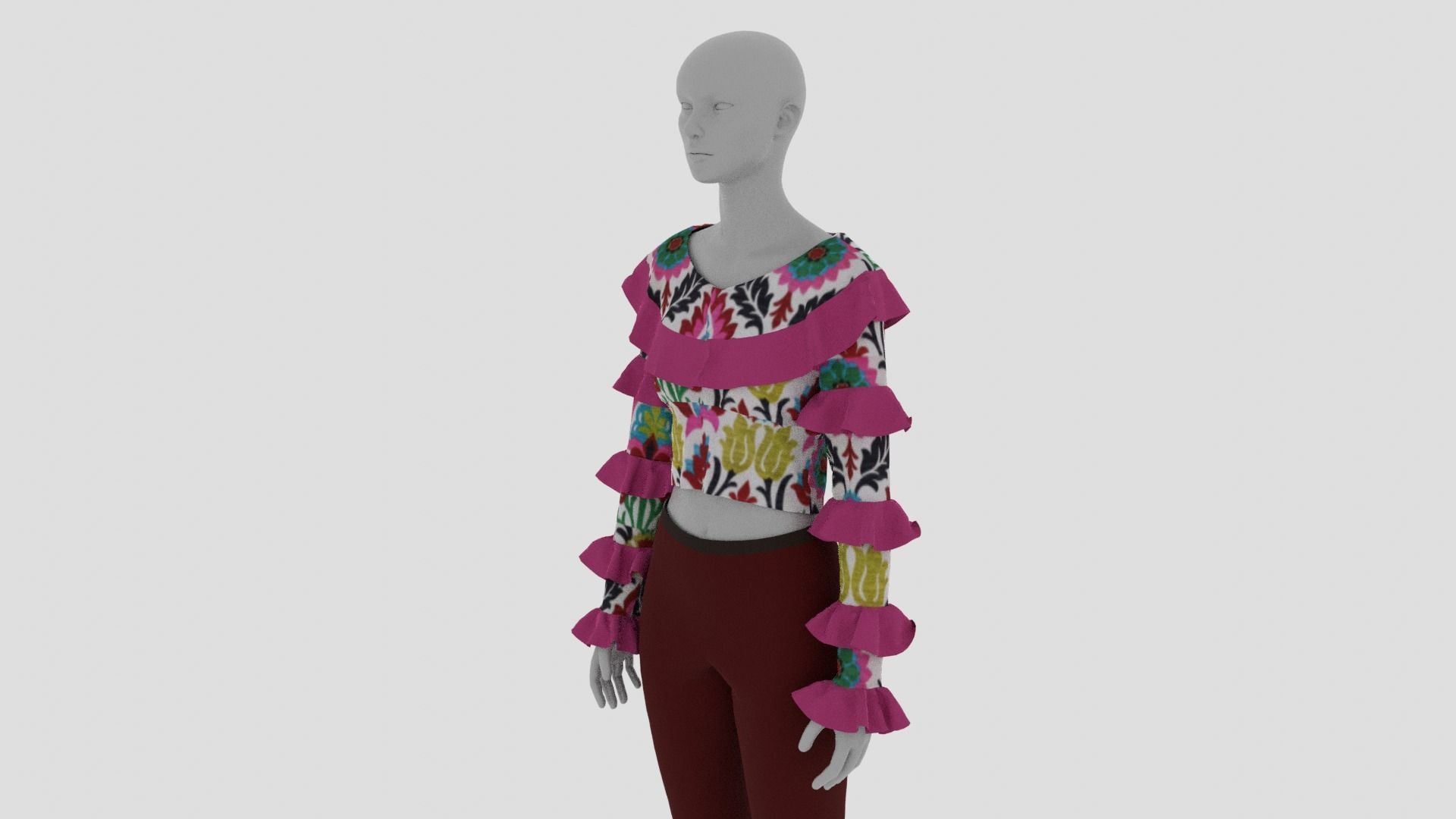 Womens Dress - Female Outfit Clothes Low-poly 3D model_14
