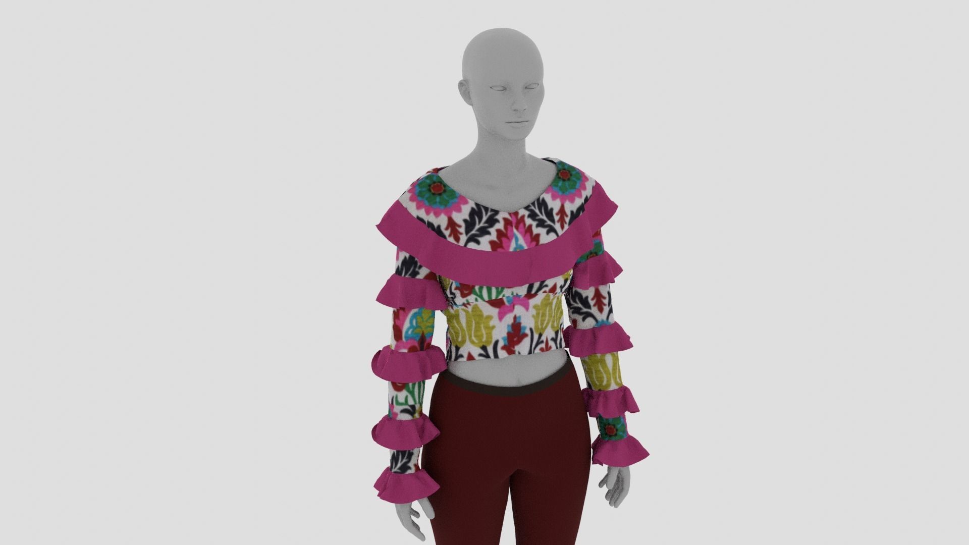 Womens Dress - Female Outfit Clothes Low-poly 3D model_12