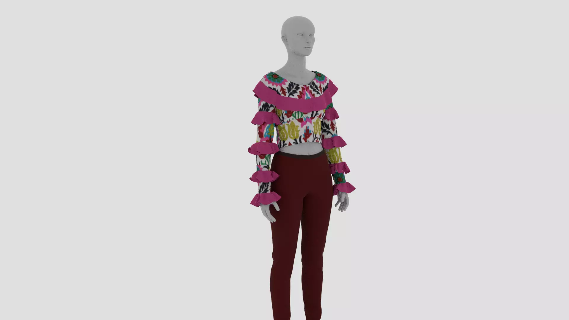 Womens Dress - Female Outfit Clothes Low-poly 3D model_0