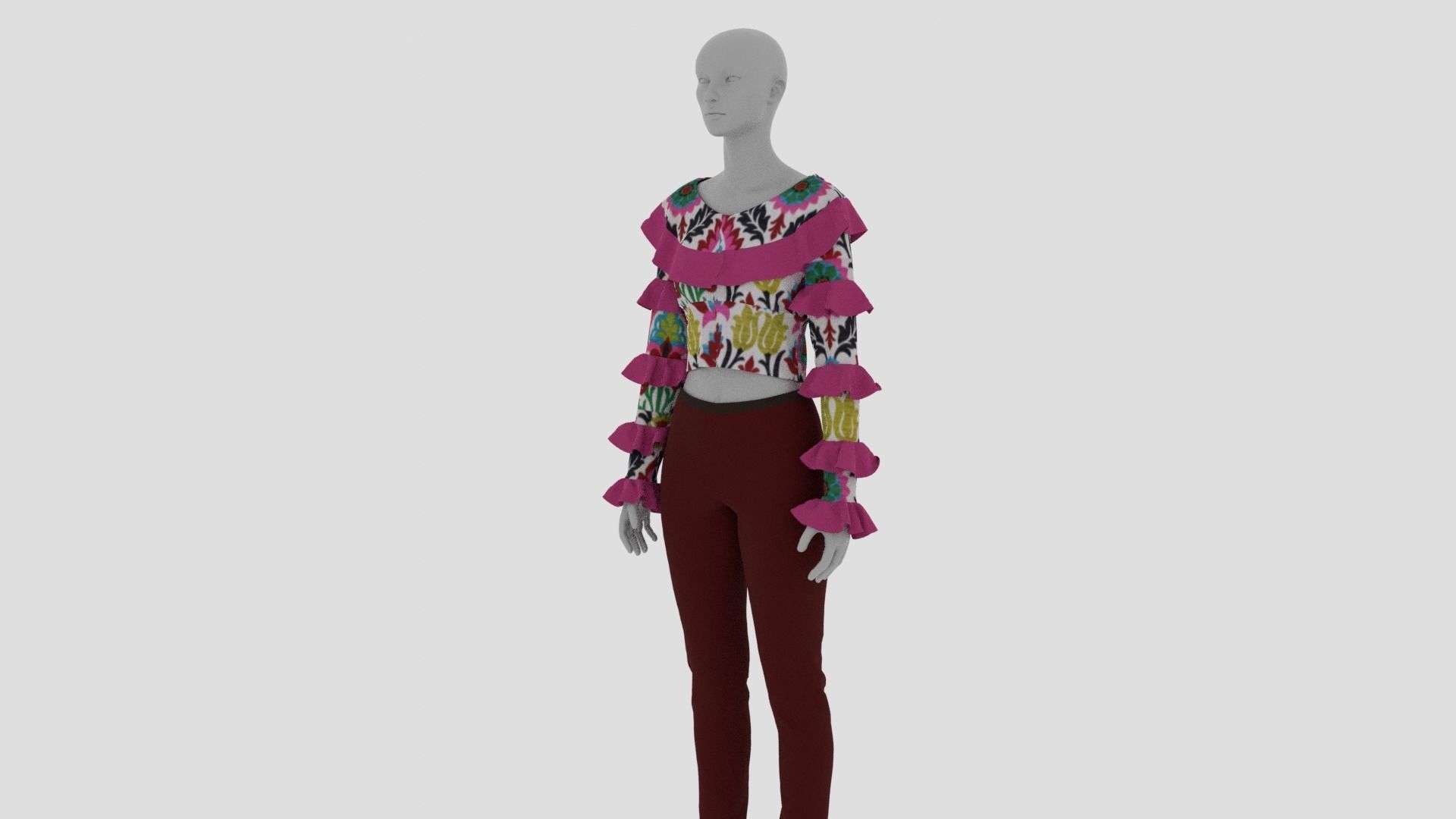 Womens Dress - Female Outfit Clothes Low-poly 3D model_2