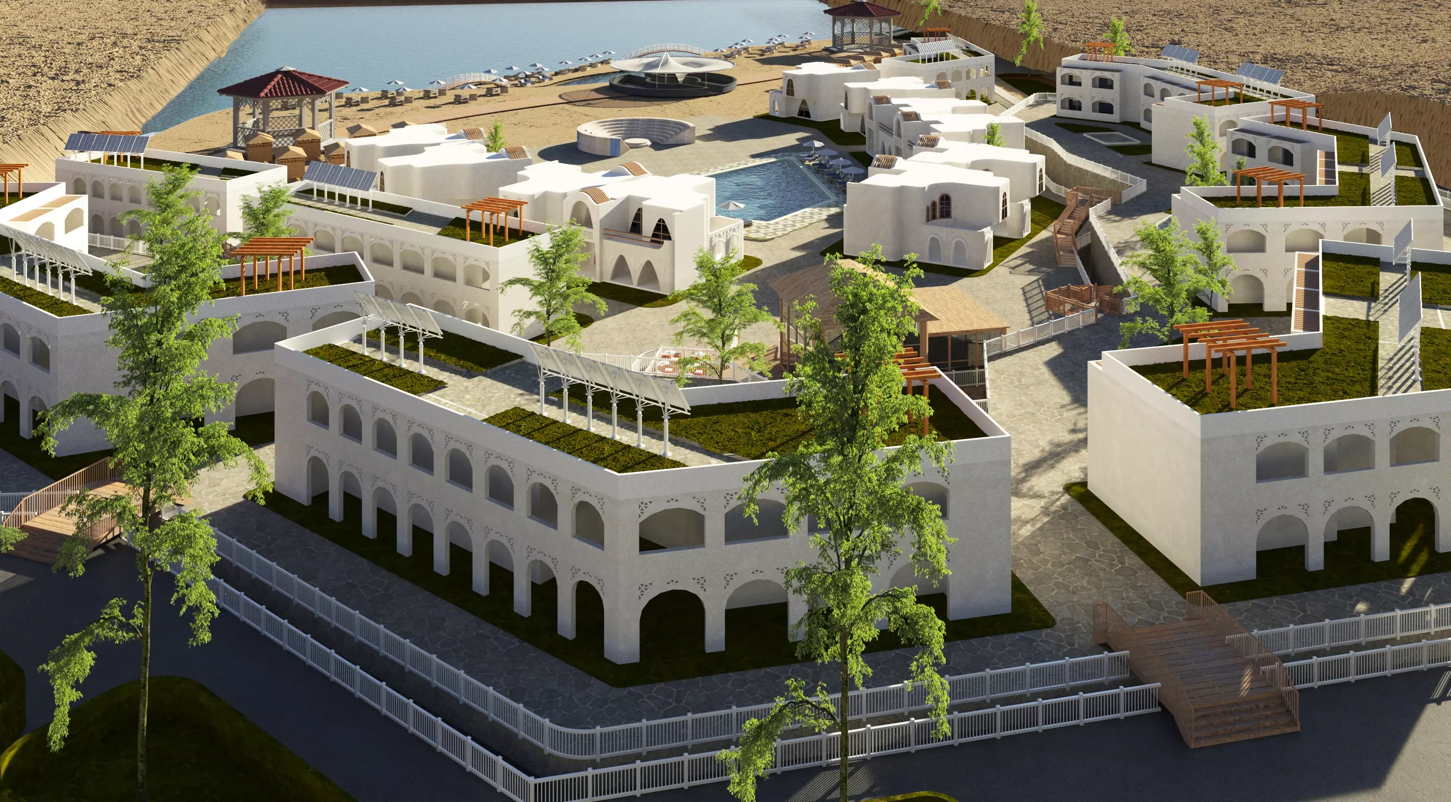 Ecolodge resort in middle of desert 3D model_0