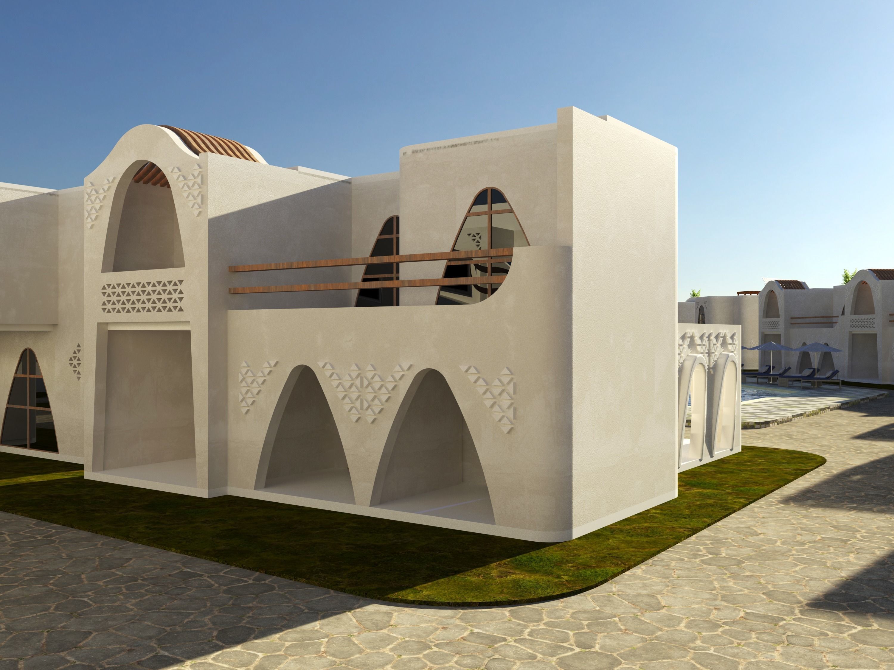 Ecolodge resort in middle of desert 3D model_3