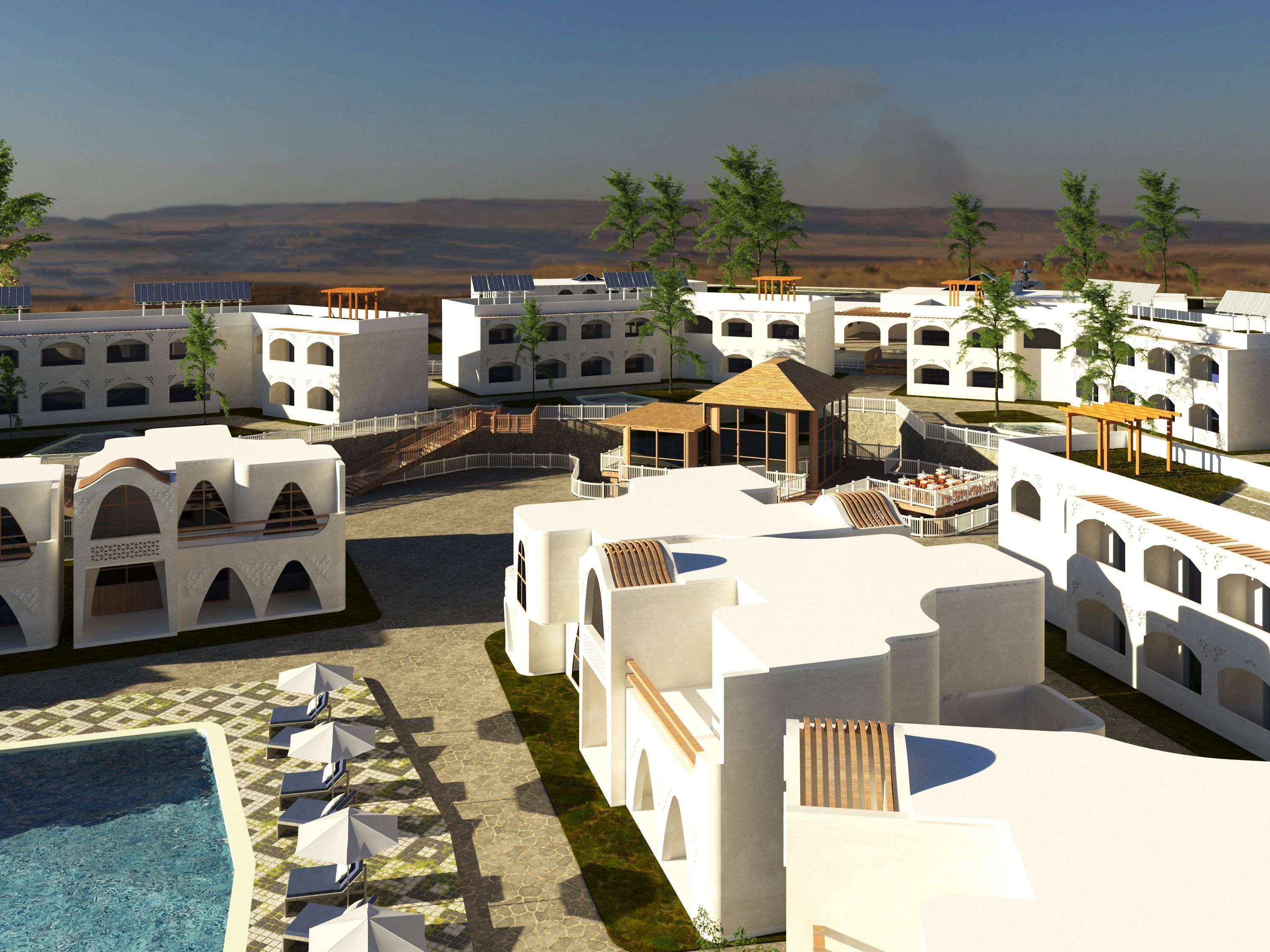 Ecolodge resort in middle of desert 3D model_4
