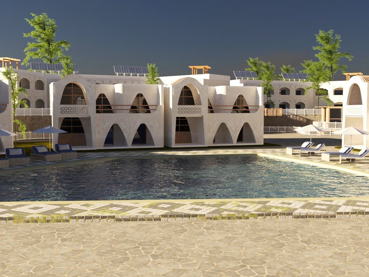 Ecolodge resort in middle of desert 3D model_2