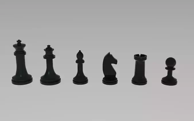 Chess Pieces - 6 pieces set 3D model