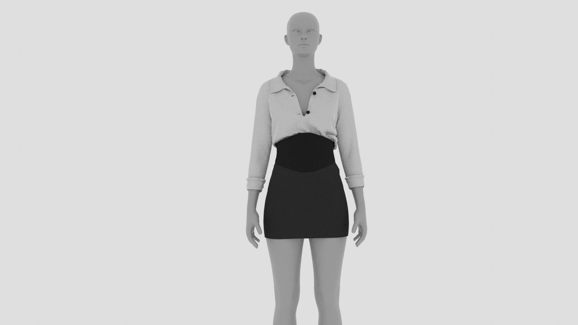Womens Dress - Female Outfit Clothes Low-poly 3D model_7