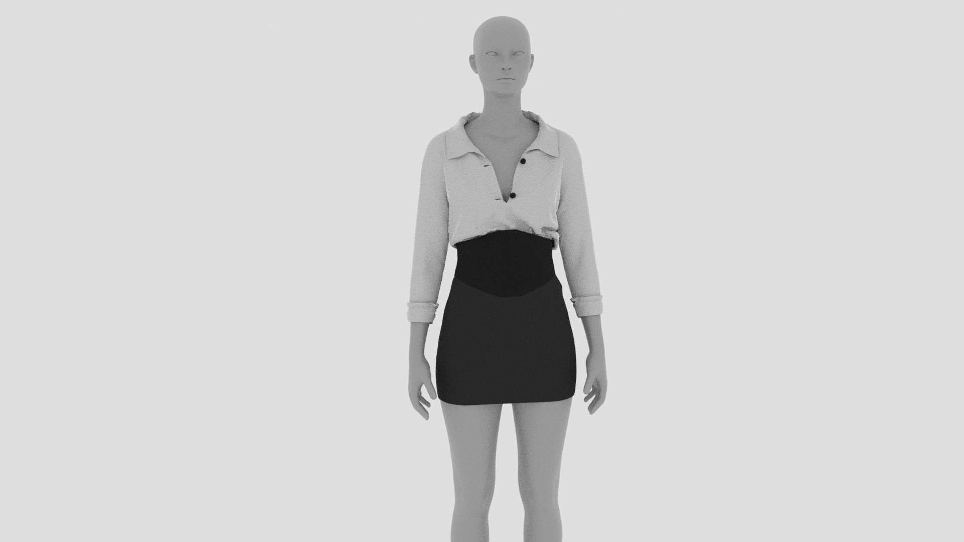 Womens Dress - Female Outfit Clothes Low-poly 3D model_16