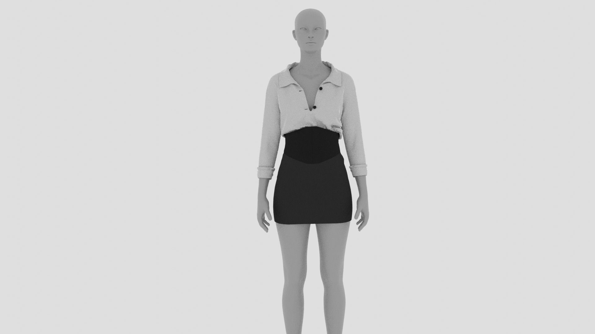 Womens Dress - Female Outfit Clothes Low-poly 3D model_1