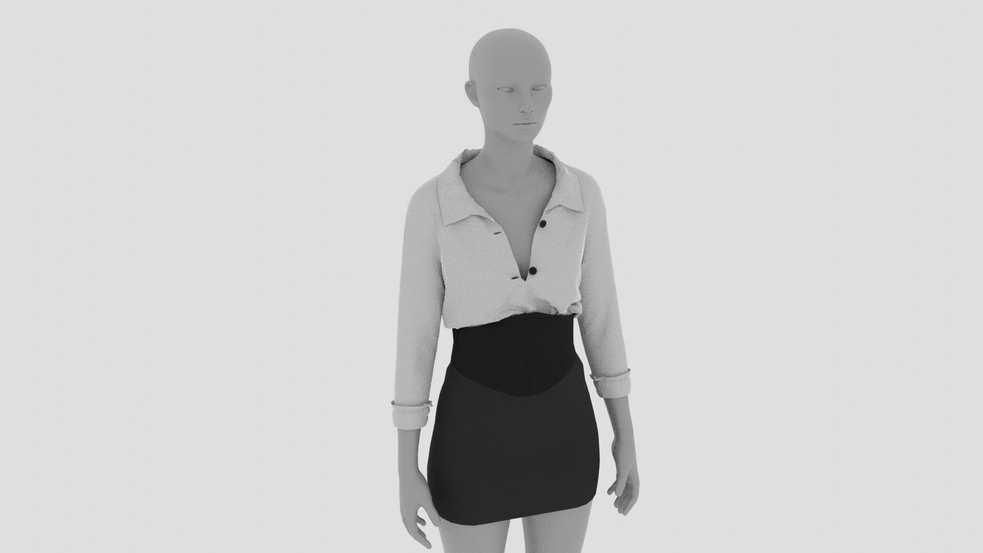 Womens Dress - Female Outfit Clothes Low-poly 3D model_12