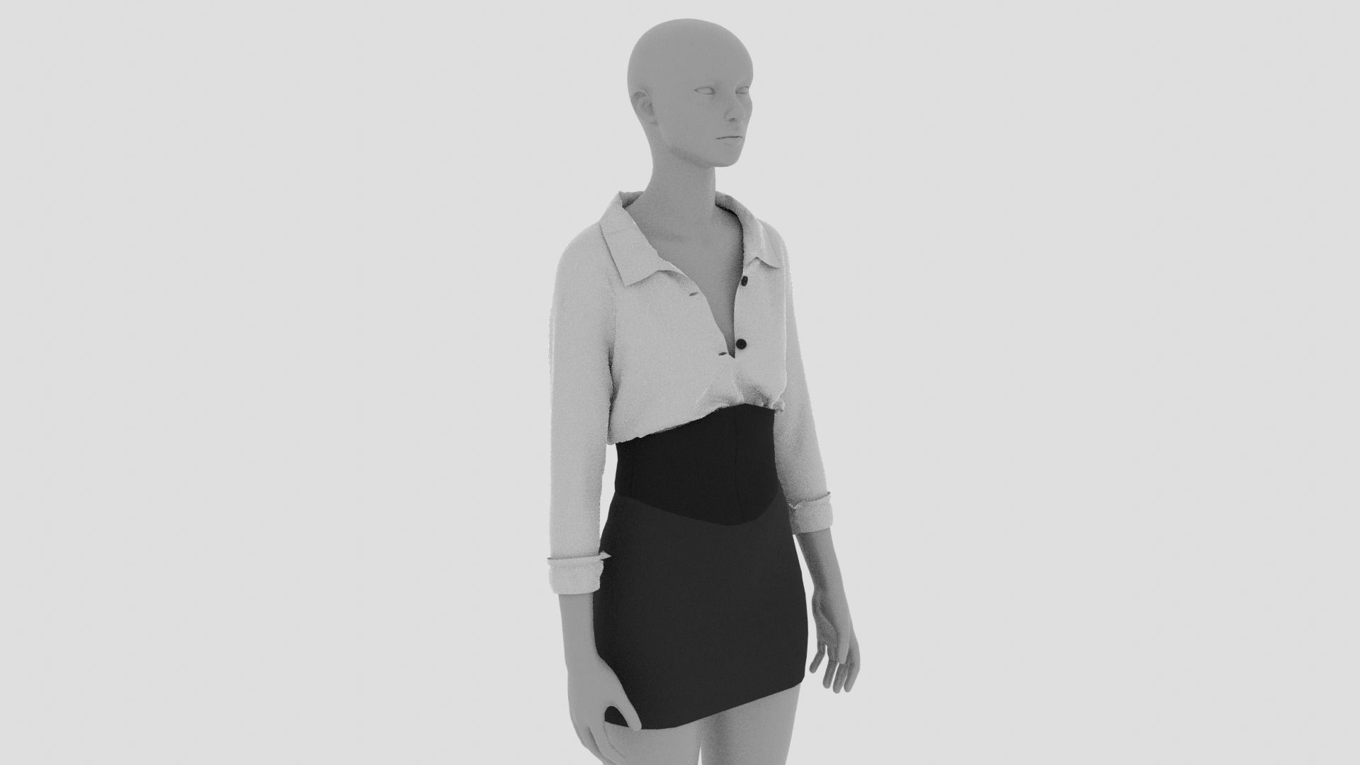 Womens Dress - Female Outfit Clothes Low-poly 3D model_9