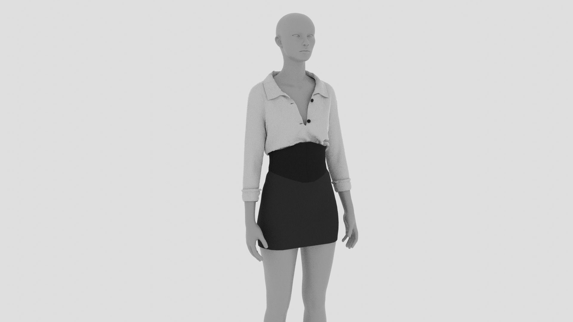 Womens Dress - Female Outfit Clothes Low-poly 3D model_17