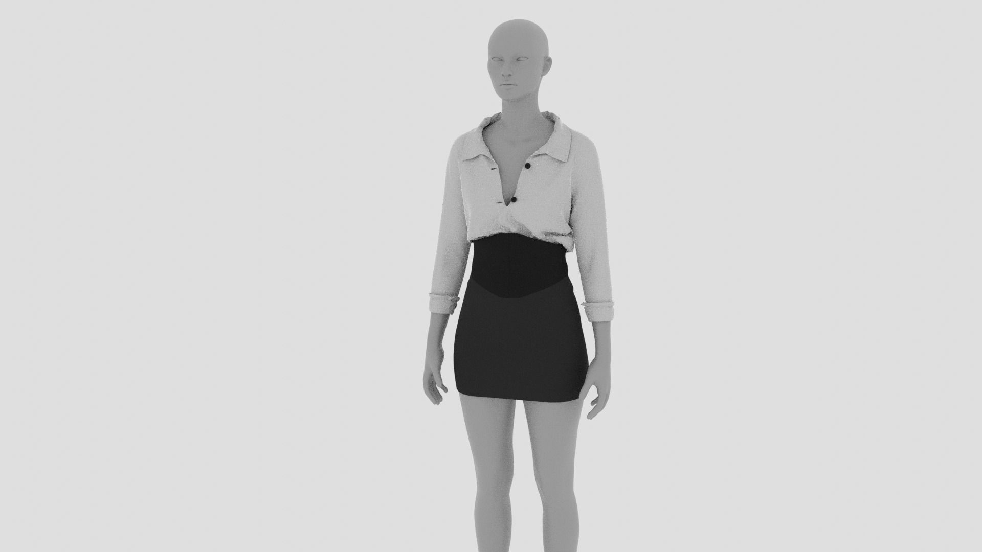 Womens Dress - Female Outfit Clothes Low-poly 3D model_15