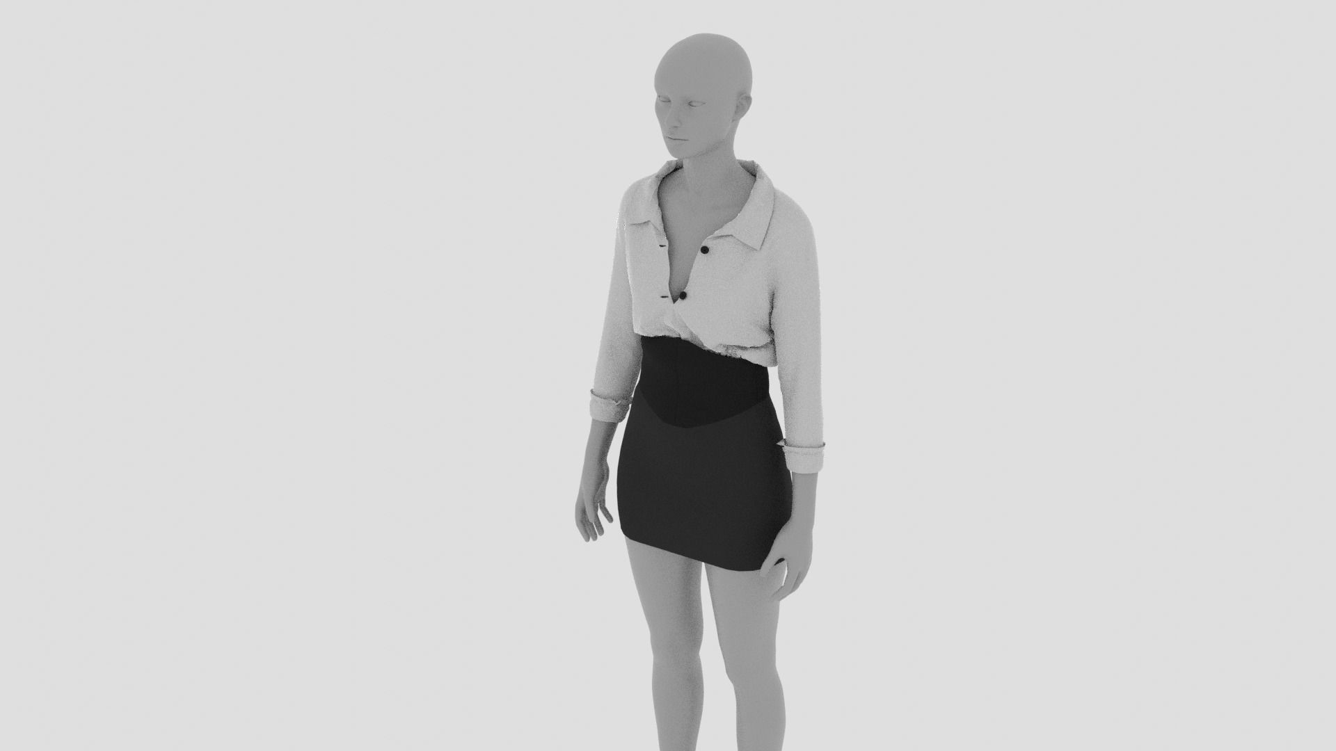 Womens Dress - Female Outfit Clothes Low-poly 3D model_5