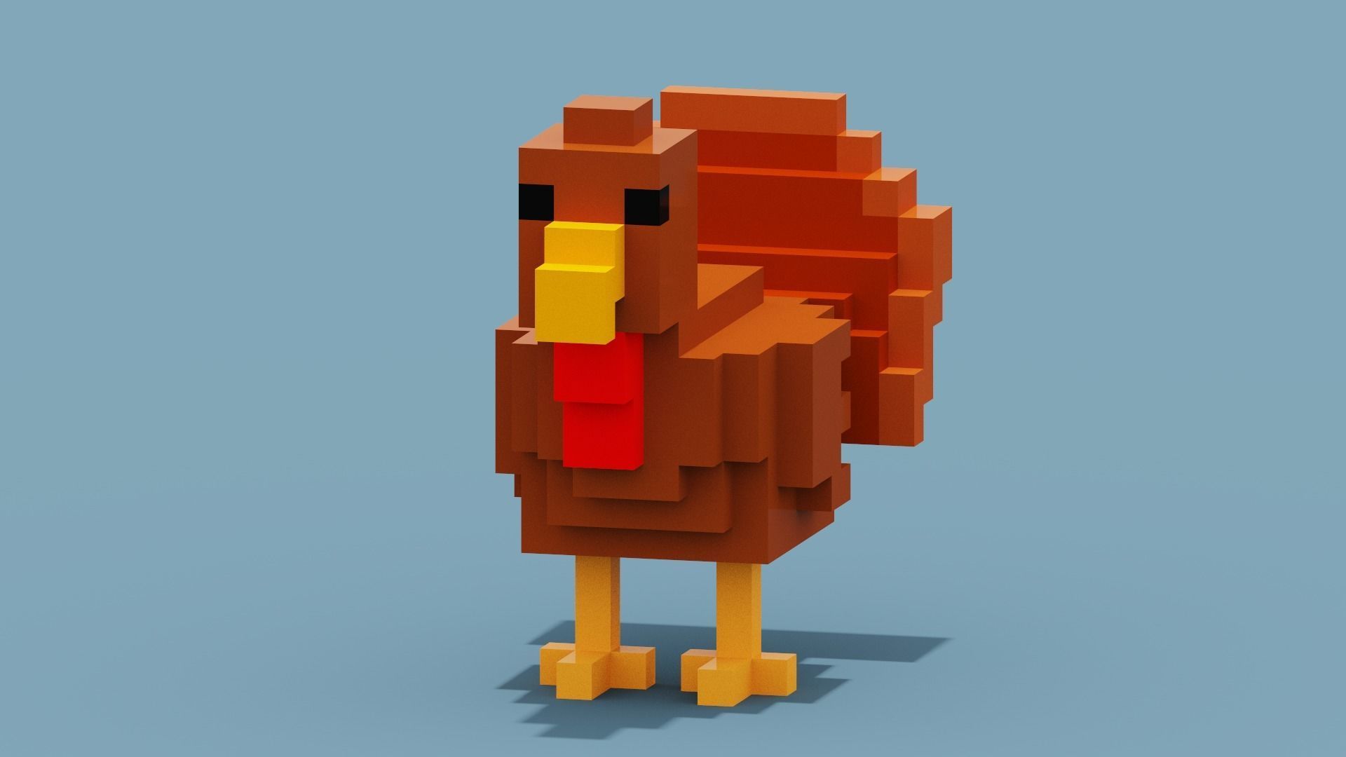 Voxel Turkey Low-poly 3D model_2