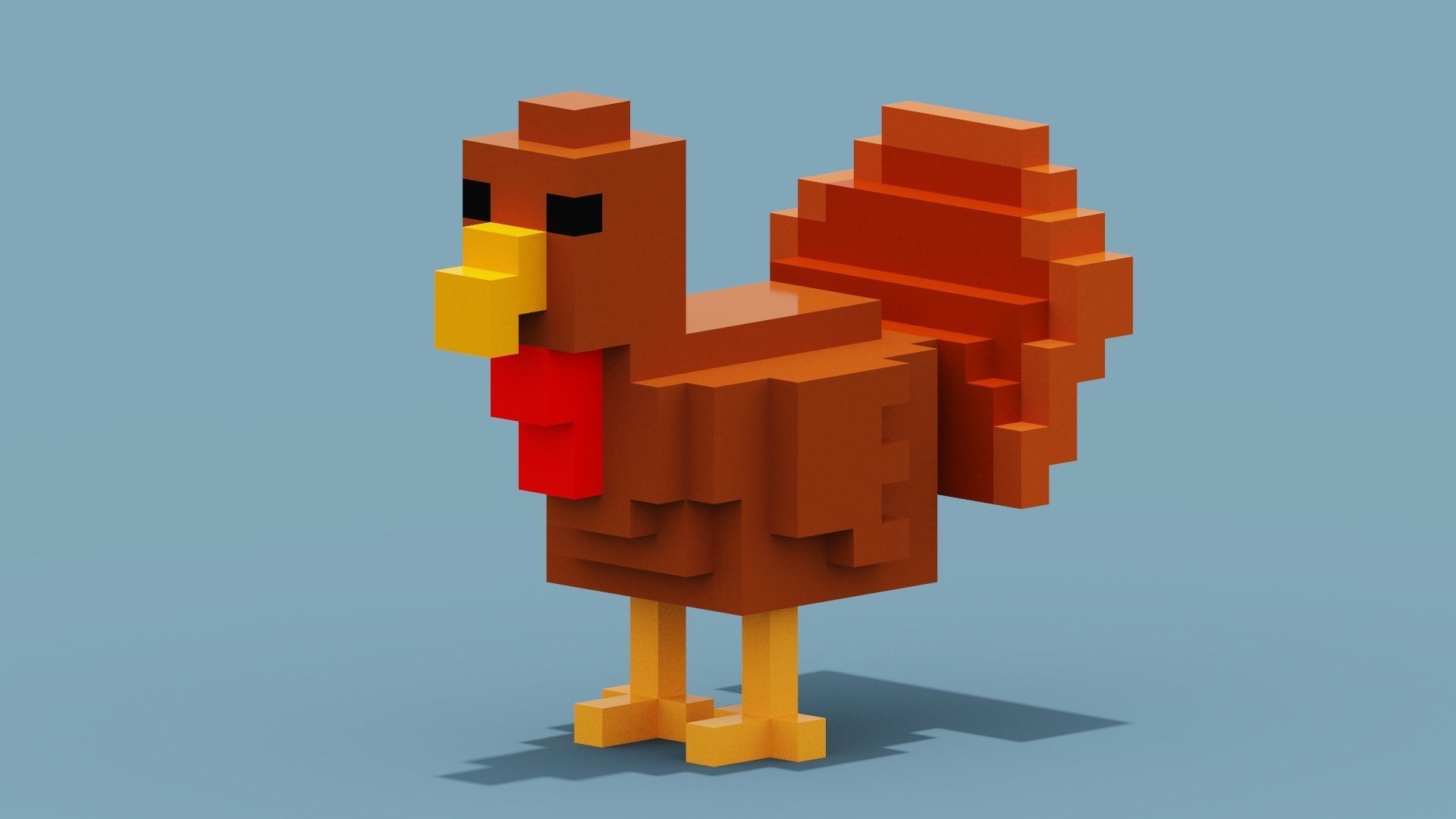 Voxel Turkey Low-poly 3D model_3